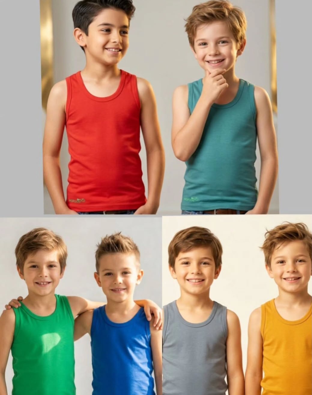 رکابی و شورت بچگانه طرح رنگی پسرانه ضدحساسیت جنس نخی اعلا