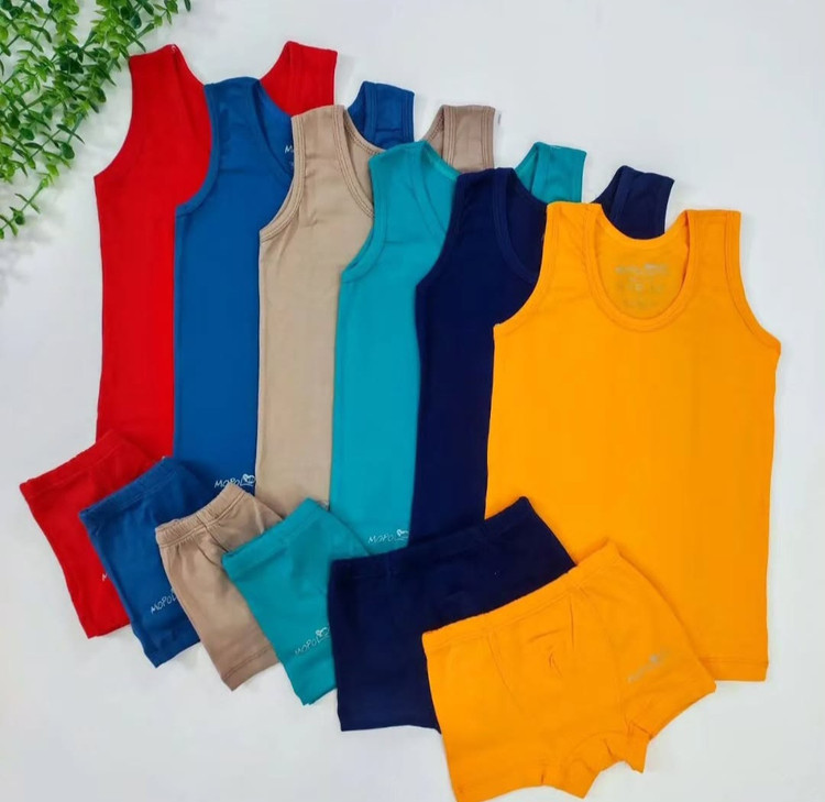 رکابی و شورت بچگانه طرح رنگی پسرانه ضدحساسیت جنس نخی اعلا