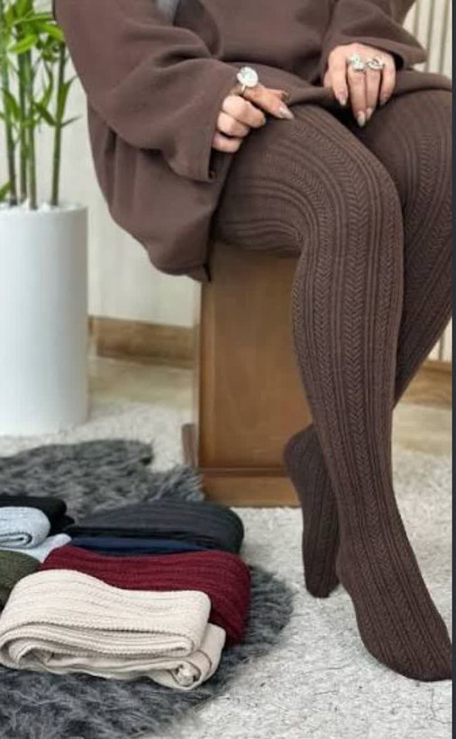 جوراب زنانه طرح گندمی بالای زانو